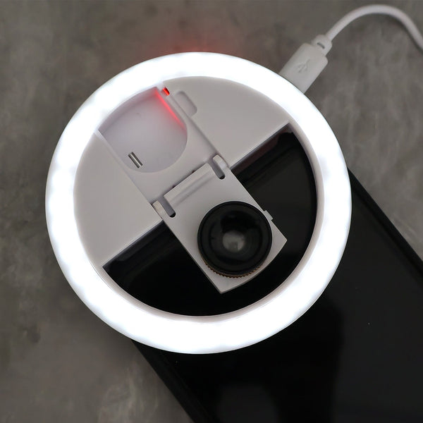 Combo..Universal Clip-On Selfie Camera Lens (1 Set) +Selfie Flash Ring Light with 3 Level of Brightness (1 Pc)