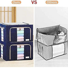 Foldable Steel Frame Clothes Living Storage Organizer Handled Bag 60cm X 43cm X 32cm