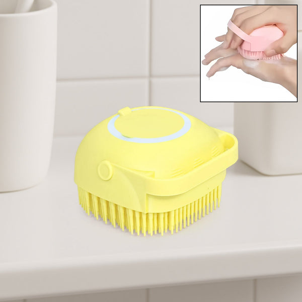 SILICONE MASSAGE BATH BODY BRUSH WITH SHAMPOO DISPENSER, SCRUBBER