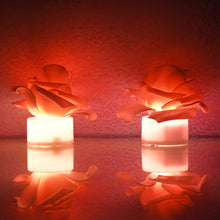Rose Flower Shaped Led Flickering Tealight Candles (4 Pc)