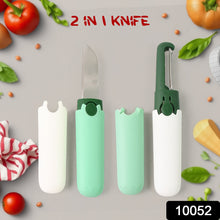 (Buy 1 Get 1) Multifunctional Peeler Two In One Fruit Knife Fruit And Vegetable Cutting Knife+sawtooth Peeler Apple Carrot Potato Fruit Slice Antiskid