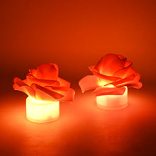 Rose Flower Shaped Led Flickering Tealight Candles (4 Pc)