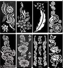 Unique Stuffs Trendy Beautiful Stencils| Heena Mehandi Mehendi Tattoo Stencil Stensils Sticker| Set of 14 piece| Heena Art Temporary Tatto for Kids, Girls & Women; Free Huge collection of learning printables along with this purchase...
