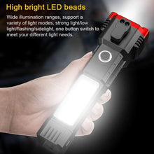 Portable LED Flashlight Multifunctional Work Light Power Bank Emergencies Safety Hammer Waterproof with Sidelight 4 Light Modes for Car Outdoor Camping Hiking Adventure Inspection Red yunfu