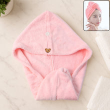 Cute Teddy Bear Button Microfiber Hair Wrap Towel