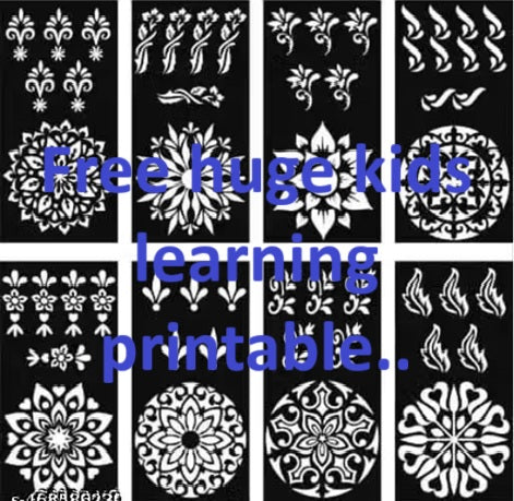 Unique Stuffs Trendy Beautiful Stencils| Heena Mehandi Mehendi Tattoo Stencil Stensils Sticker| Set of 8 piece| Heena Art Temporary Tatto for Kids, Girls & Women; Free Huge collection of learning printables along with this purchase...